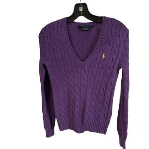 Polo Ralph Lauren sport women’s cable knit V-Neck cotton sweater size small